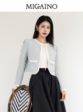 曼娅奴小香风外套2024春季新款气质名媛小个子短款上衣MO14SC603