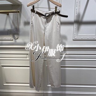 曼娅奴商场专柜正品2025年秋装简约百搭牛仔白裤子MP32NC009