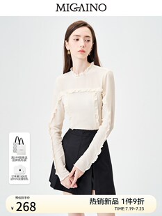 法式 新款 女2023秋季 MN34AC610 长袖 小衫 优雅修身 曼娅奴气质衬衫