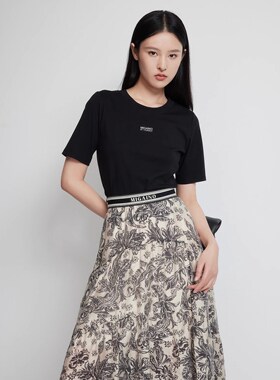 女装2025年春季新款圆领正肩修身显瘦百搭印花T恤MP14RA601