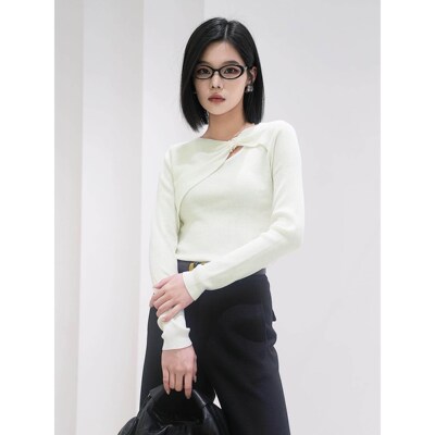 曼娅奴女秋冬新款设计感扭结修身