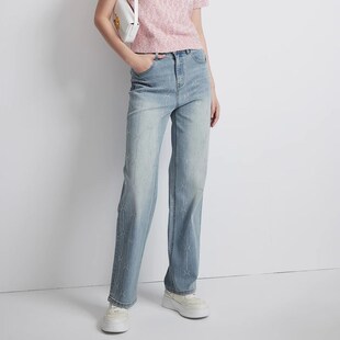 女装2025早春新款复古水洗高腰显瘦百搭直筒裤子MP14NC602