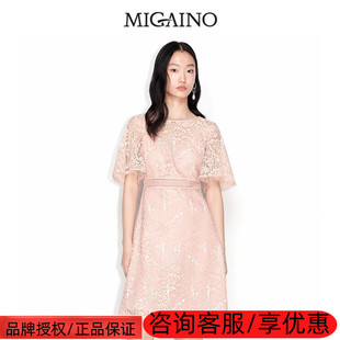 新款 曼娅奴蕾丝连衣裙女2022夏季 气质优雅收腰仙女裙MM22DA598