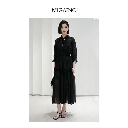 曼娅奴女秋季新款优雅气质收腰显