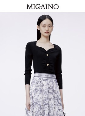 Migaino曼娅奴套头针织衫女2024春季新款气质设计感上衣MO12KW238