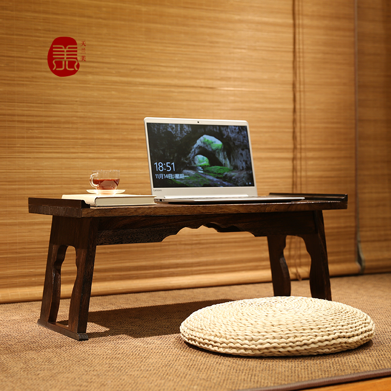 日式风实木飘窗可折叠茶台小桌子