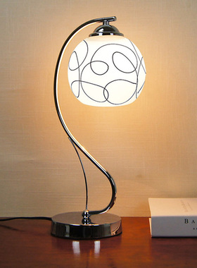 台灯创意简约现代网红灯书房卧室灯饰结婚玻璃温馨婚房台风床头灯