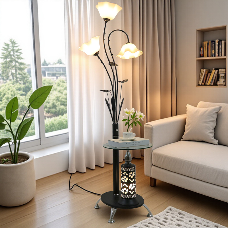 简约现代装饰带置物架网红落地灯