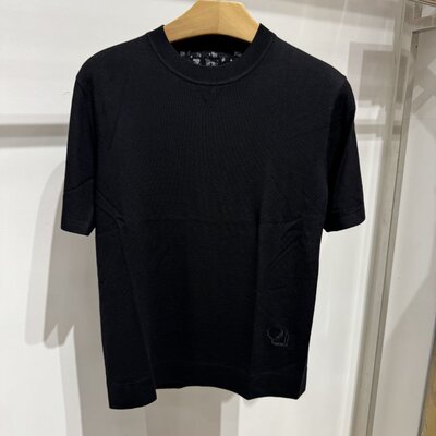 依文男士商务上班休闲纯绵羊毛圆领黑色短袖毛衣毛衫1380元专柜款