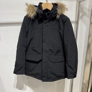 依文诺丁山男士商务保暖厚款极寒貉子毛领黑色羽绒服吊牌价5980元