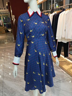 性感桑蚕丝宝石蓝连衣裙2499元 CINA女士商务高档修身 EVE 依文女装