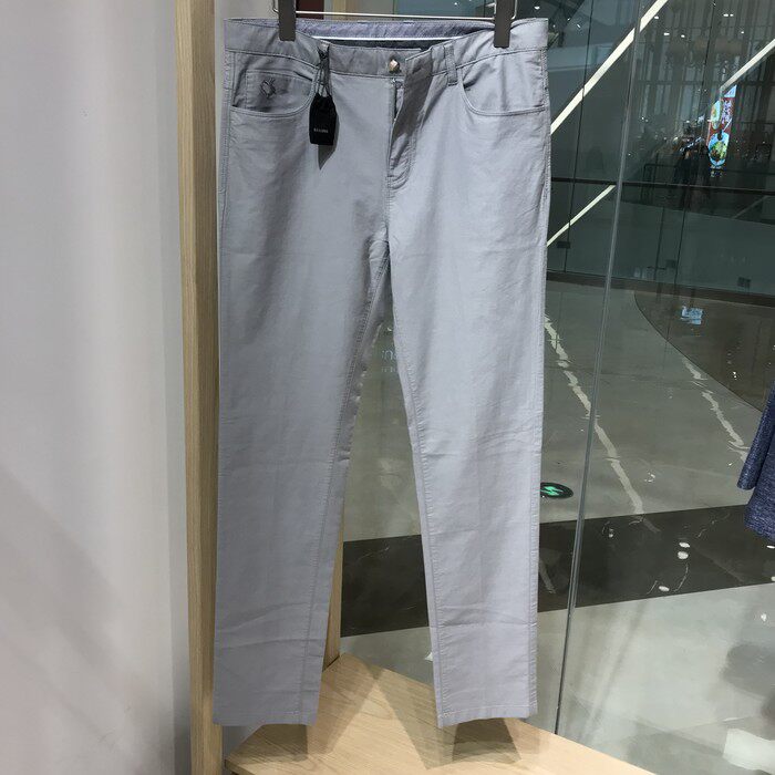 依文诺丁山新款男士商务高档修身潮流春夏浅灰色休闲裤专柜价1280