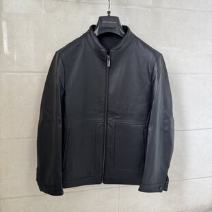 威尚梵恩斯男士 商务高档黑色象灰色立领羊皮衣皮夹克吊牌价4399元
