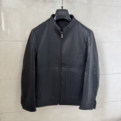 威尚梵恩斯男士商务高档黑色象灰色立领羊皮衣皮夹克吊牌价4399元