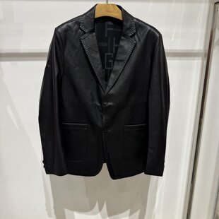 4599元 领绵羊皮衣夹克专柜款 商务高端黑色棕色西装 威尚梵恩斯男士