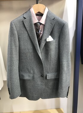依文新款男士灰色西服意大利进口REDA面料纯绵羊毛西装吊牌3200元