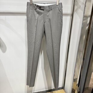威*多男士商务清仓特价中国风印花工艺纯绵羊毛浅灰色西裤1170元