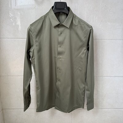 威尚男士高端修身桑蚕丝面料黑灰金军绿色长袖衬衫专柜同款2699元