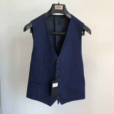 依文诺丁山男士商务意大利维达莱进口面料蓝色马甲马夹吊牌1180元