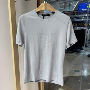 依文诺丁山正品男士时尚休闲高档圆领凉感灰色修身T恤半袖短袖