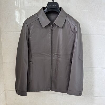 威尚梵恩斯男士商务高档黑色象灰色翻领羊皮衣皮夹克吊牌价4399元