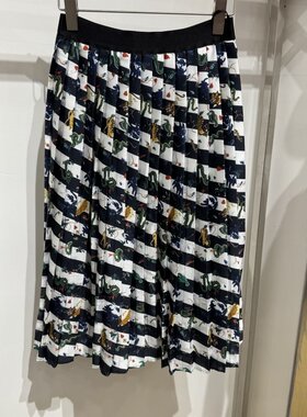 依文EVE CINA女士商务显瘦职业上班黑色半身裙百褶裙子专柜同款