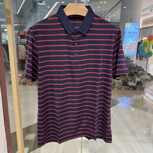 罗凡度男士商务高档锦纶氨纶抗皱条纹短袖T恤POLO衫专柜价716元