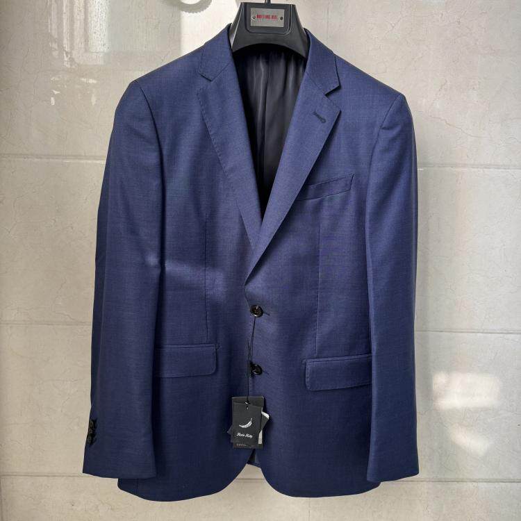 依文凯文凯利男士商务意大利维达莱羊毛面料蓝色西服吊牌价4880元