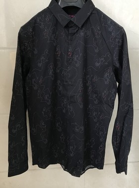 诺丁山男士时尚康科利尼 CANCLINI面料纹路黑色衬衫吊牌价1980元