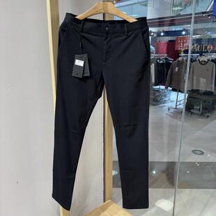 依文诺丁山正品男士商务休闲修身夏季薄款腰透气小直脚黑色休闲裤