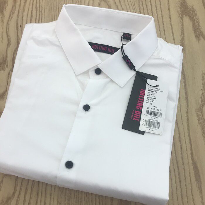 依文正品诺丁山男士商务时尚上班长袖薄款白色纯棉衬衫专柜1080元