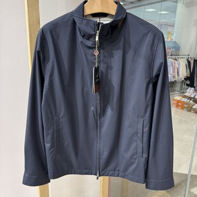 依文凯文凯利男士商务高档纤维质感秋款立领牛仔蓝夹克吊牌4980元