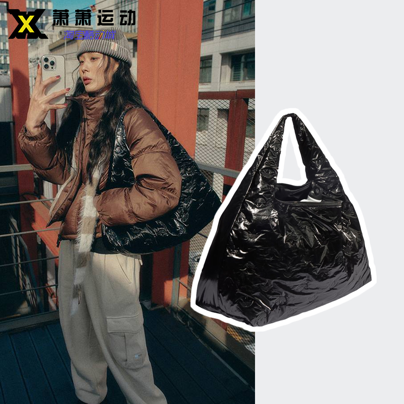 Adidas三叶草logo印花女子休闲斜跨包运动大容量手提单肩包II3395