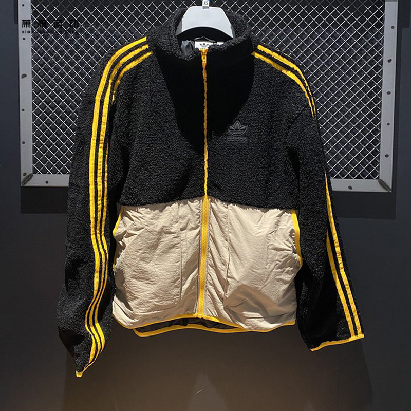 阿迪达斯三叶草男子羊羔绒外套冬款休闲运动夹克GT7295 IS5275