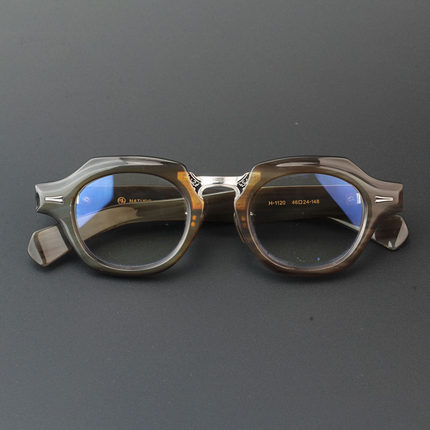 复古大框眼镜近视眼镜框男大脸时尚方框手工牛角眼镜配近视镜1120