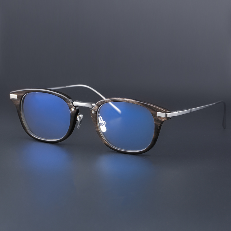 天然牛角眼镜纯银眼镜牛角眼镜架925纯银眼镜复古手工眼镜框1150