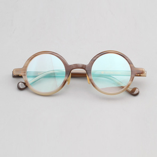 天然牛角眼镜圆框男复古近视眼镜架手工黑框眼镜框圆形配近视5001