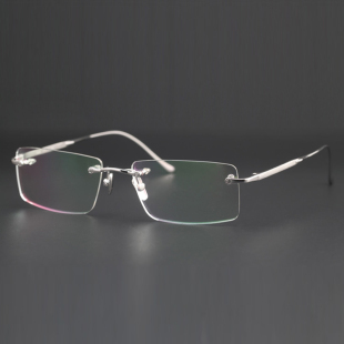 纯银眼镜框s925纯银眼镜贵金属眼镜配近视眼镜框无框银商务1120