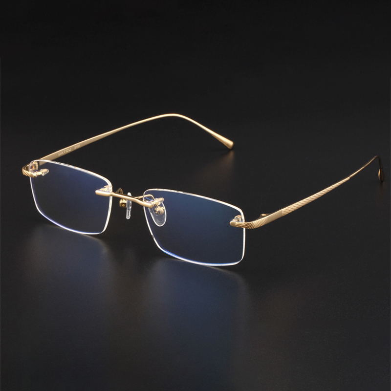 S925纯银商务休闲无框方框眼镜贵金属眼镜男女近视眼镜镜架男1198