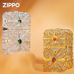 zippo打火机重机钻石十字花