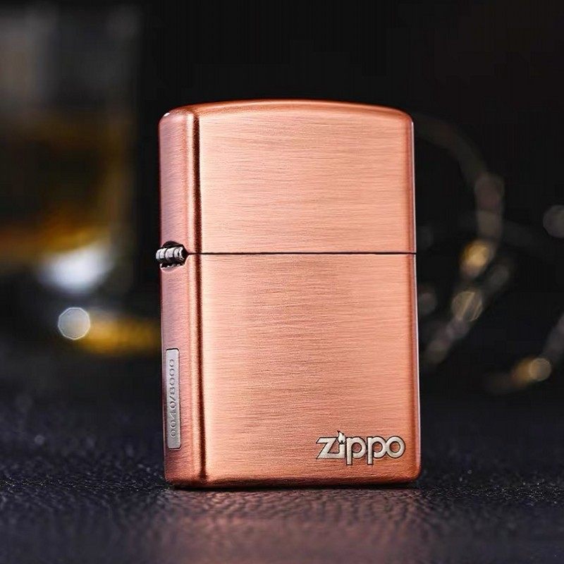 zippo打火机紫铜拉丝套壳微醺