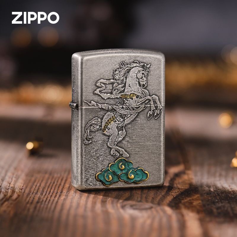 zippo打火机古银浮雕平步青云