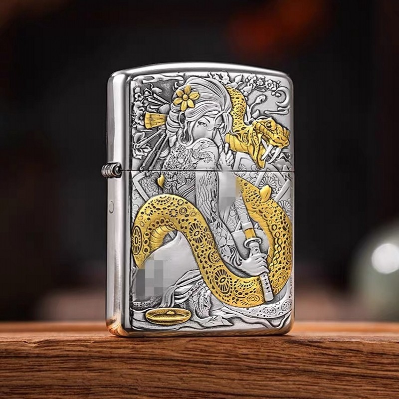 zippo打火机正品 双色盔甲正面蛇女背面刀女 男士防风煤油机礼物,ZIPPO/瑞士军刀/眼镜,ZIPPO/芝宝,淘宝优惠券,粉丝福利购,淘宝优惠卷