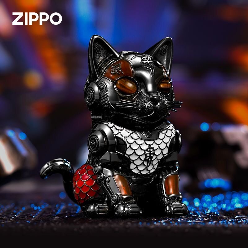 zippo打火机正品原装 窄机套壳磁吸机械猫 男士防风煤油收藏礼物
