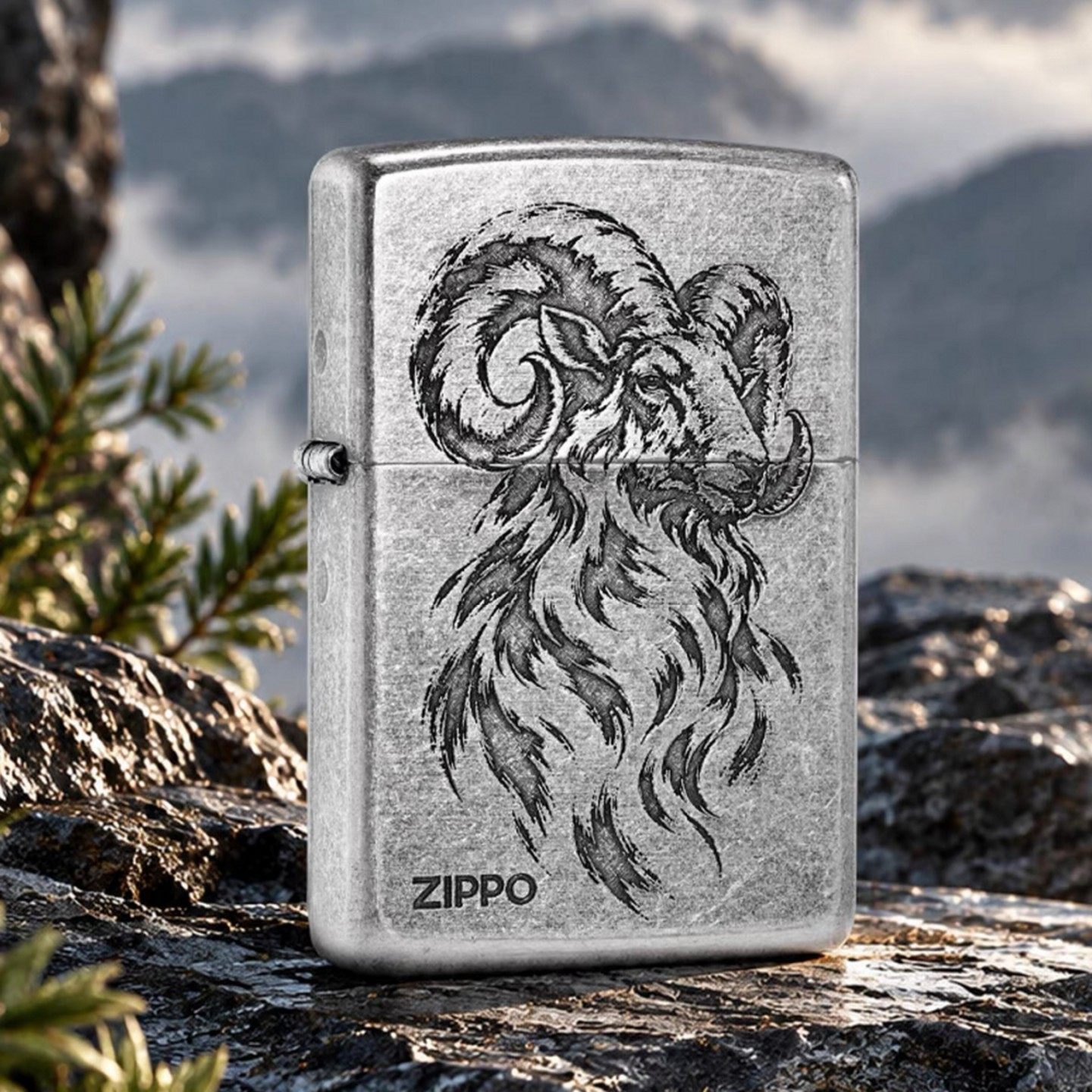 zippo打火机古银生肖三羊开泰