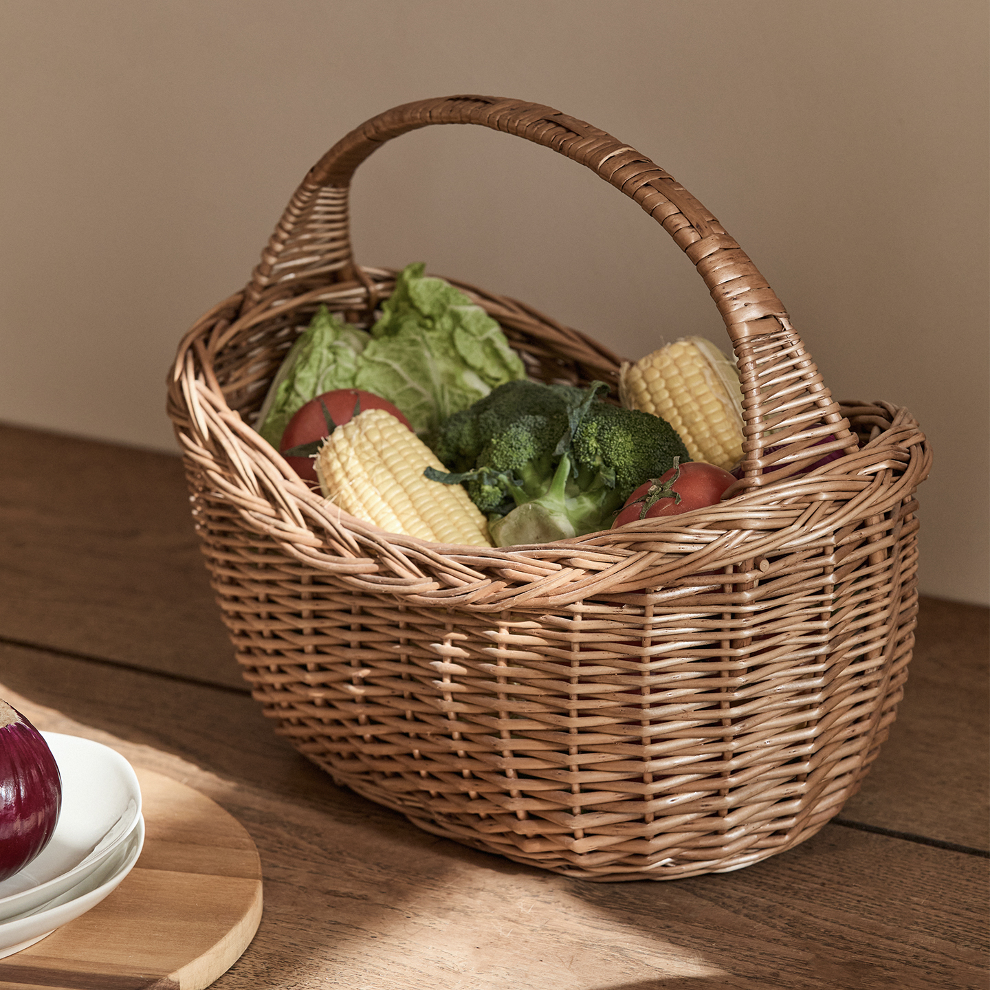 手提篮藤编编织水果蔬菜鸡蛋篮