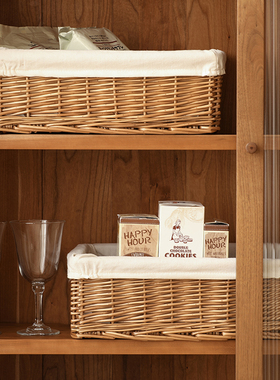 置物储物篮编织收纳筐藤编桌面竹编筐宜家收纳盒布艺柳编收纳篮子