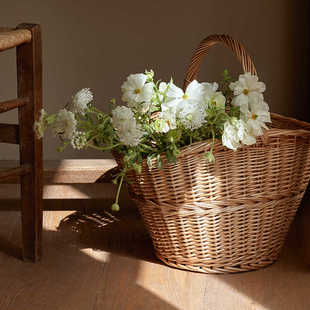 藤编编织花篮篮子手提手工插花篮柳编创意伴手礼篮家居装饰收纳篮