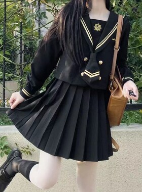 火枪手原创不良jk制服套装全套暗黑正统水手服少女中间服夏服长裙