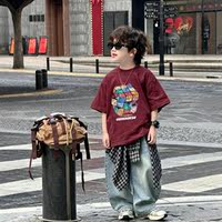 Boys' short-sleeved T-shirt, summer Zhongda children's clothing, casual printed Korean-style loose and versatile, pure cotton cool boys' top thumbnail 5